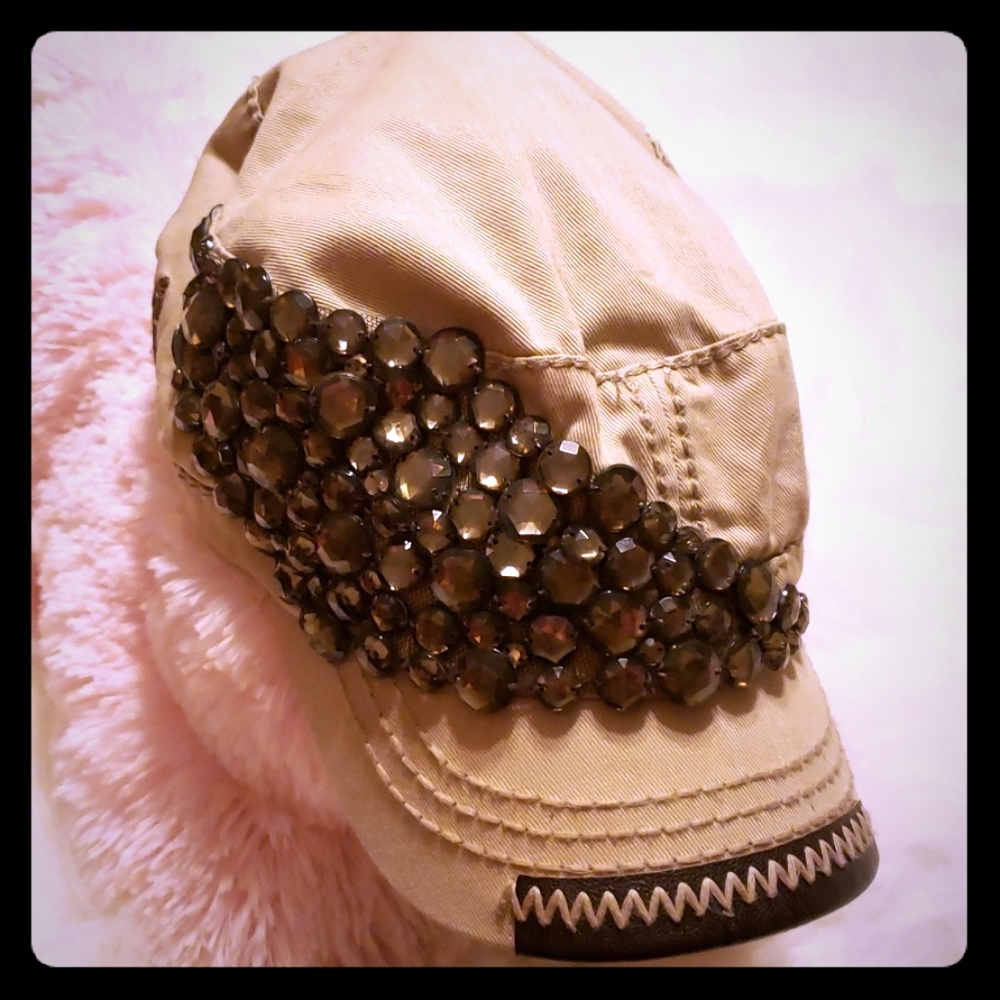 Olive & pique bling khaki hat